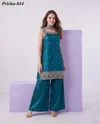 K 1168 By Naisha Chinon Embroidery Plazzo Suits